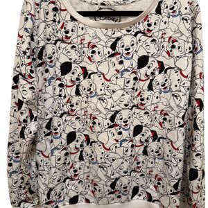 Disney Women's 101 Dalmatians Black & White Dog Pattern Long Sleeve Sweatshirt